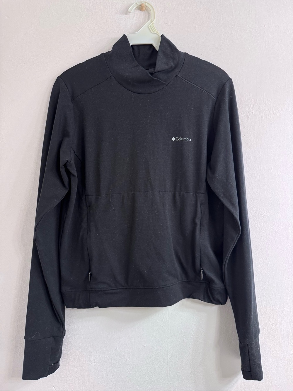Columbia Black Long Sleeve Mock Neck Pullover with Logo
